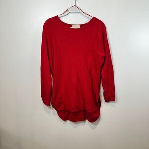 Michael Kors Red‎ Knit Sweater with Side Zippers Long Sleeve Pullover Size L